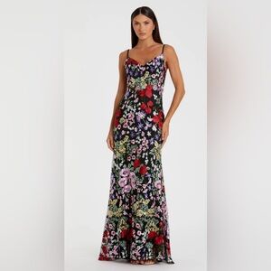 Mac Duggal Multicolor Floral Maxi Dress Size 8